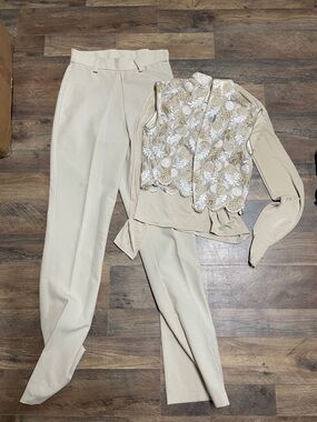 Women’s High-Rise Beige Trousers - Chic Neutral Dress Pants